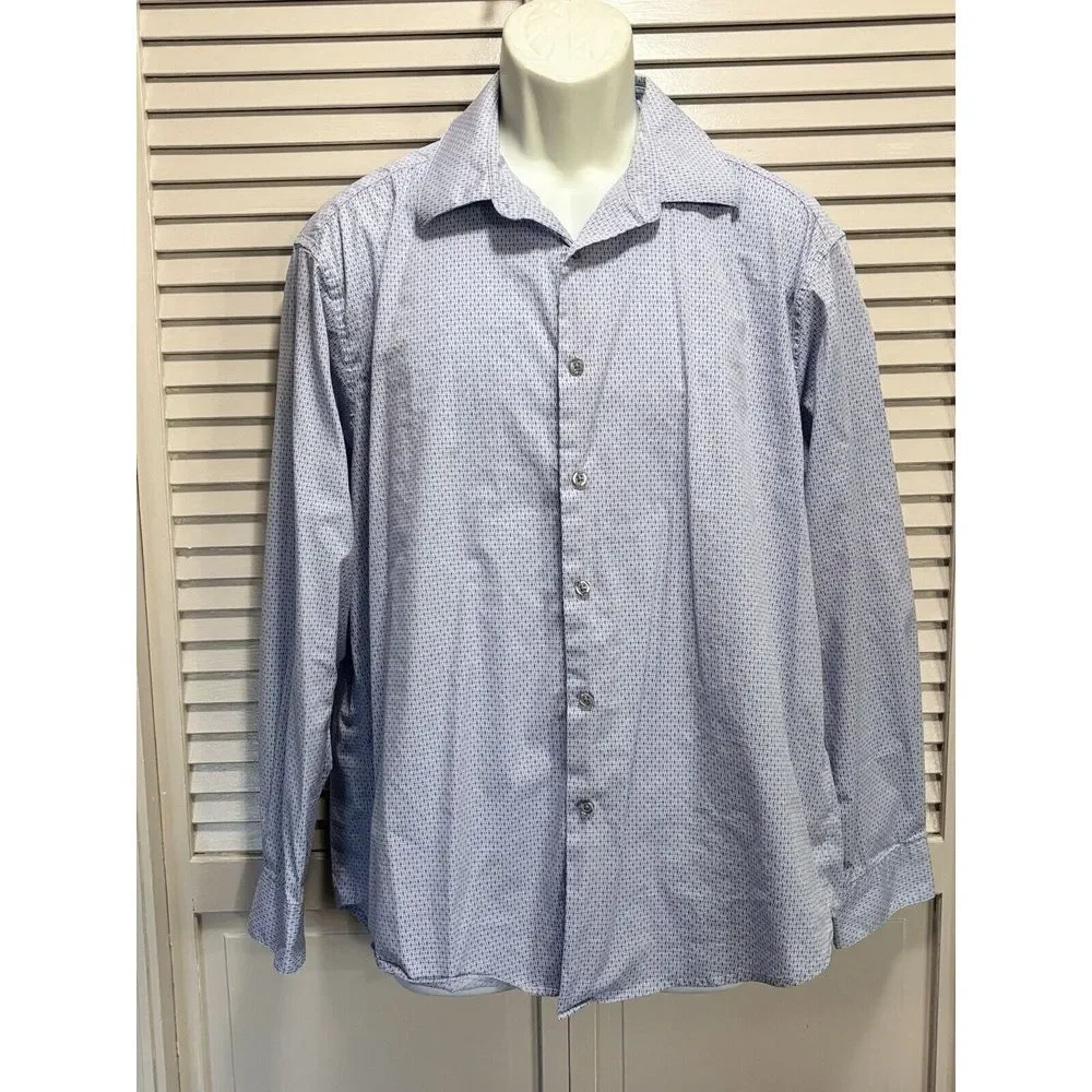 Alfani Purple/White Regular Fit Long Sleeve Button Up Shirt Size L‎ (16-16.5)